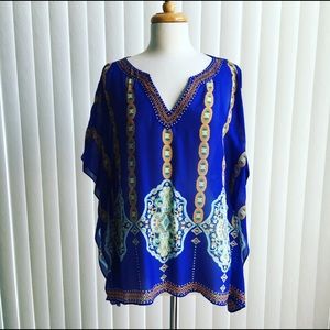 Hale Bob Size S Silk Poncho Cobalt Blue